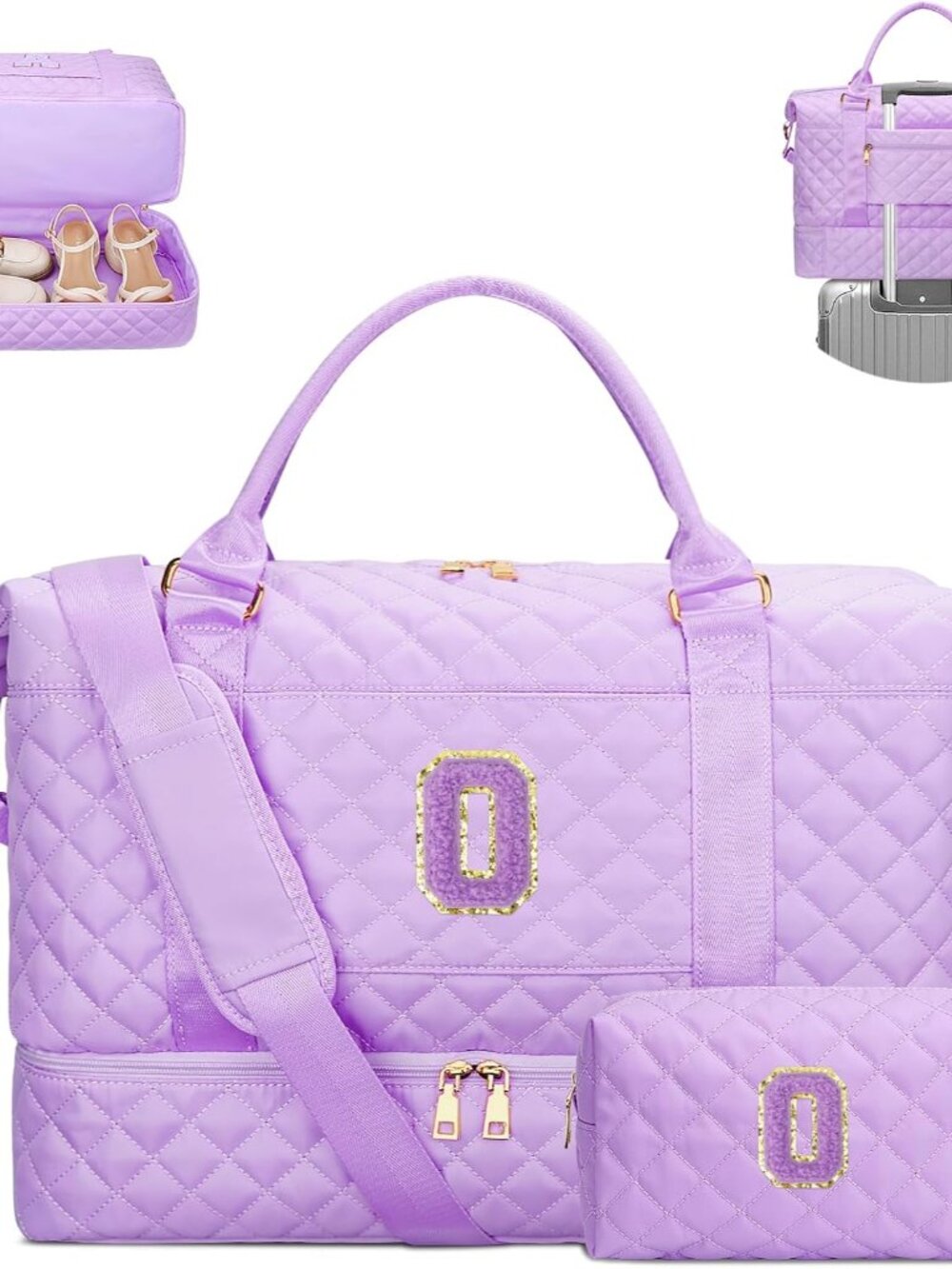Gift for Teen Girl Quilted Duffle Overnight BagsPurple,O